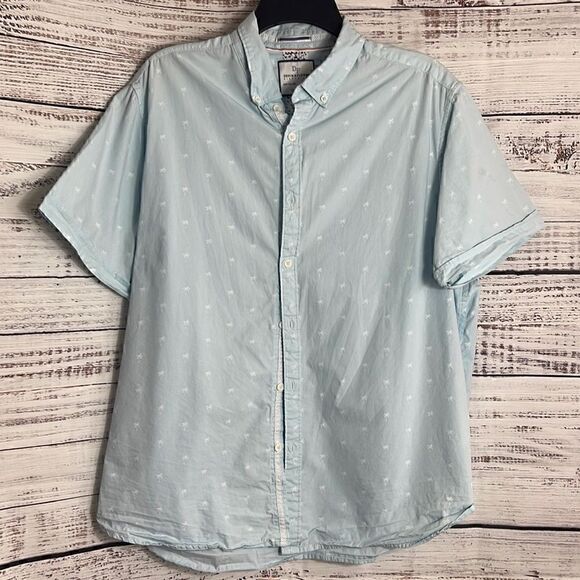 Denim & Flower shirt Mens size XL Slim Fit button up palms short sleeve cotton - Picture 2 of 10